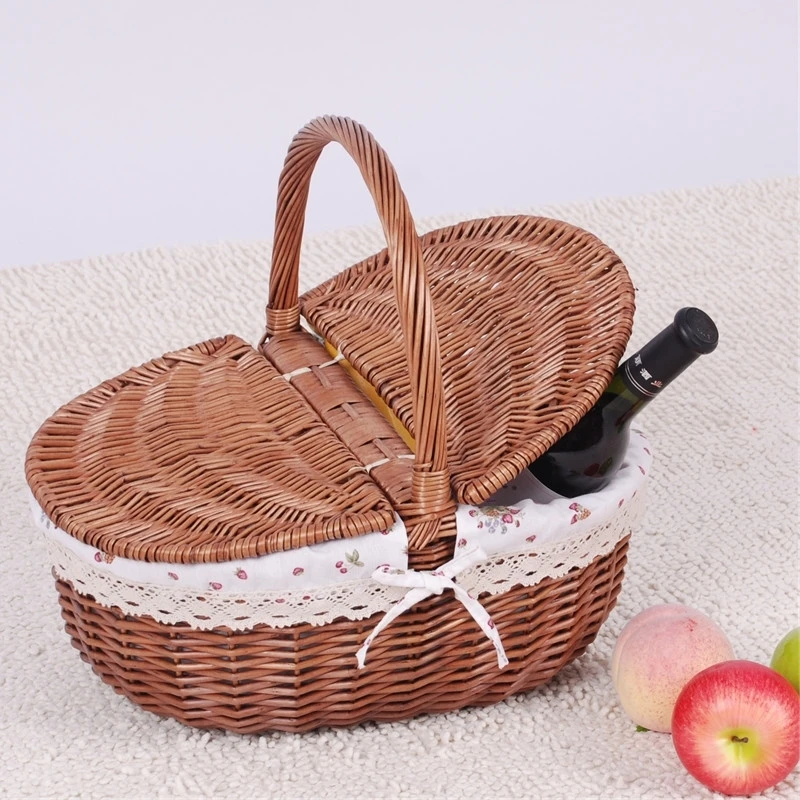 Rattan picnic basket fruit flower basket willow shopping wine gift