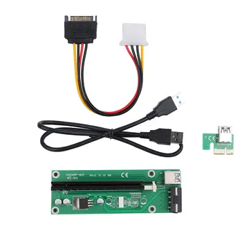 

PCI-E Riser Card PCI Express PCIE 1X to 16X Adapter SATA 4Pin Molex Power USB 3.0 Cable for Miner Mining