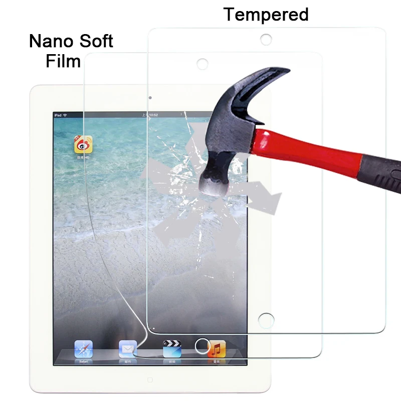 

1pcs High quality Explosion-proof Nano soft film For ipad 4 9.7" TAB Anti-shatter screen protector films with cleaning cloth