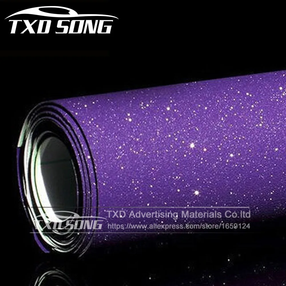 

10/20/30/40/50/60X152CM/Lot Purple Glitter Vinyl Film for car wrapping with air free bubble matte Glitter sanding Film wrapping