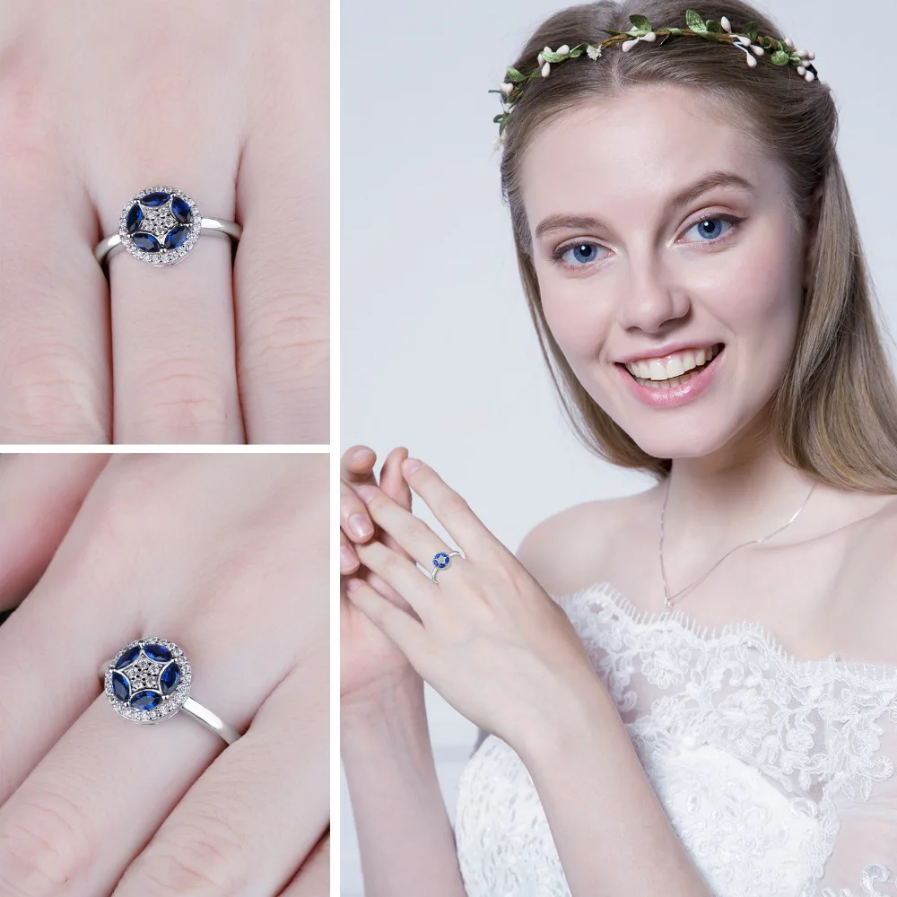 JewelryPalace цветок 0.55ct маркиза стимулировали синий шпинелей кольцо стерлингового