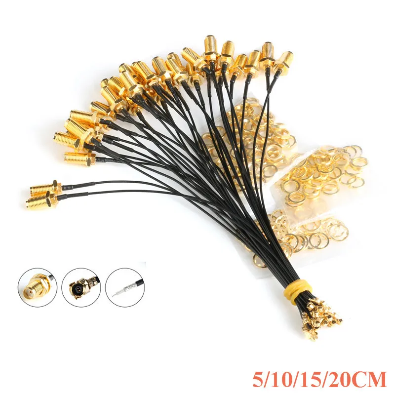 5pcs SMA Connector Cable Female to uFLu.FLIPXIPEX RF Or NO Connector Coax Adapter Assembly RG178 Pigtail Cable 1.13mm (1)