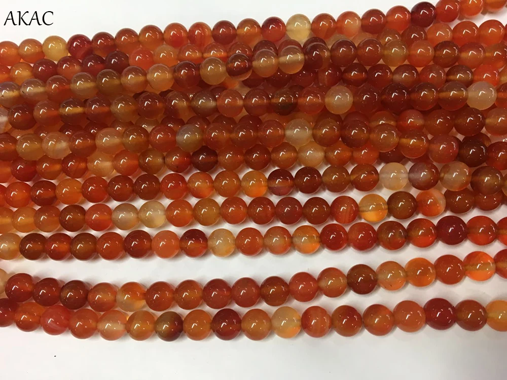 AKAC натуральный красный сердолик агат россыпью бусины 6/8/10 мм для изготовления ювелирных изделий diy