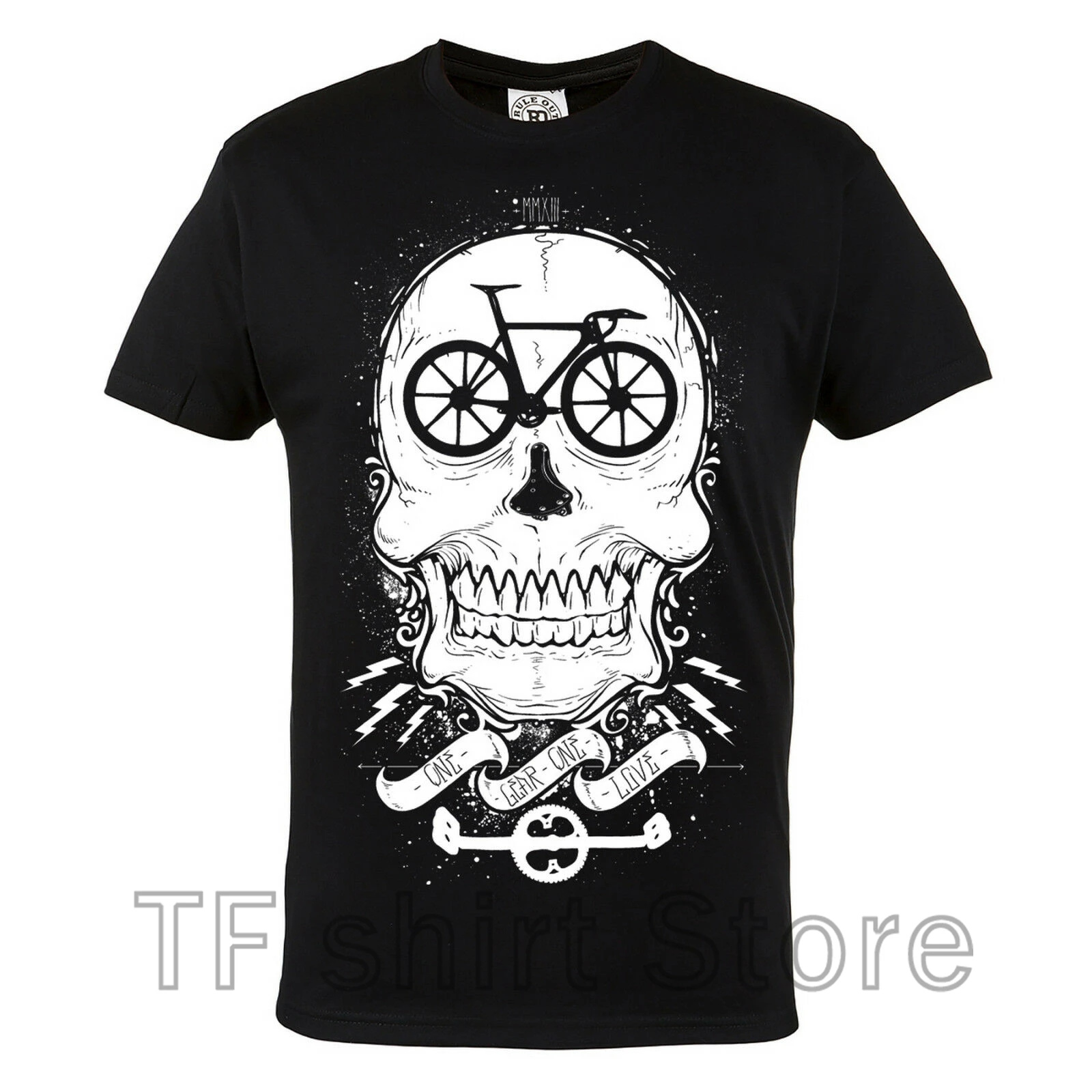 

Funny Print Men T shirt Women cool tshirt Bicycle Skull Tshirt Mens Black 100% Cotton Cyclist T-shirt Top Tee Good Quality