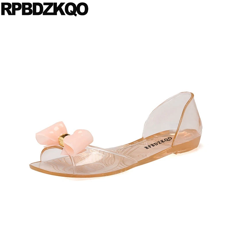 

Bow Bowtie Korean Women Sandals Flat Casual Slip On Cute Plastic Summer Female Jelly Pvc 2018 Transparent Shoes Ladies Open Toe