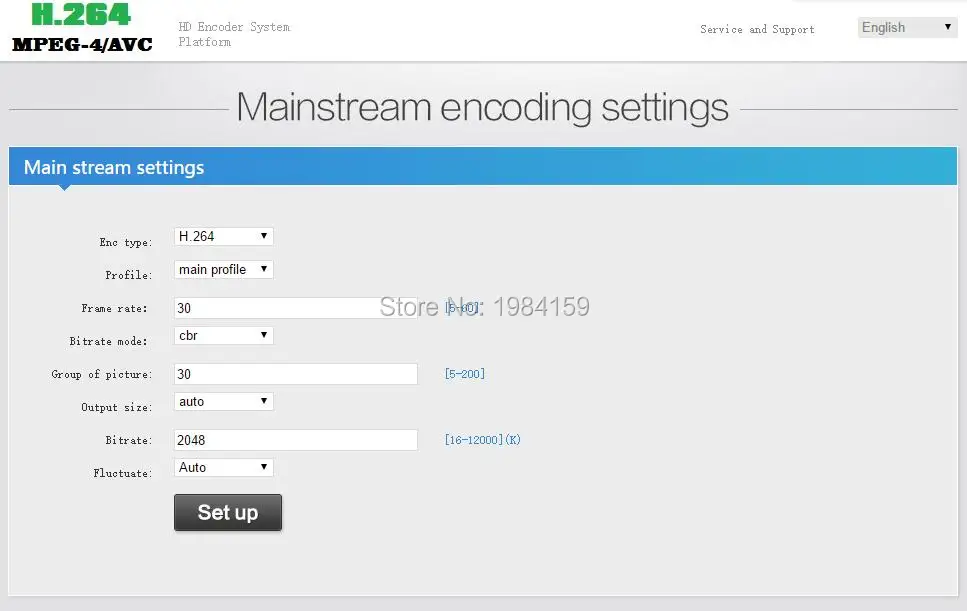 Encoding settings. Encoding settings