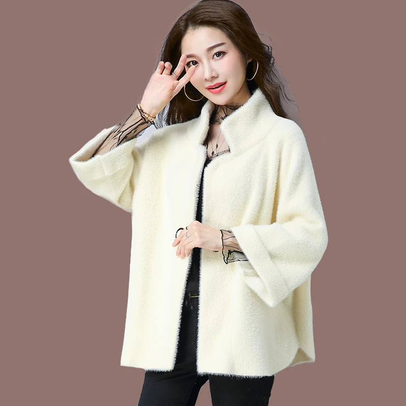 Chaud Casual Femelle white Pull En camel Vison Lp61 Tempérament Mode Cachemire Épaississent Dames Szie Manteau Black Cardigan Nouveau Plus Hiver Automne 2018 nq1BTYPq