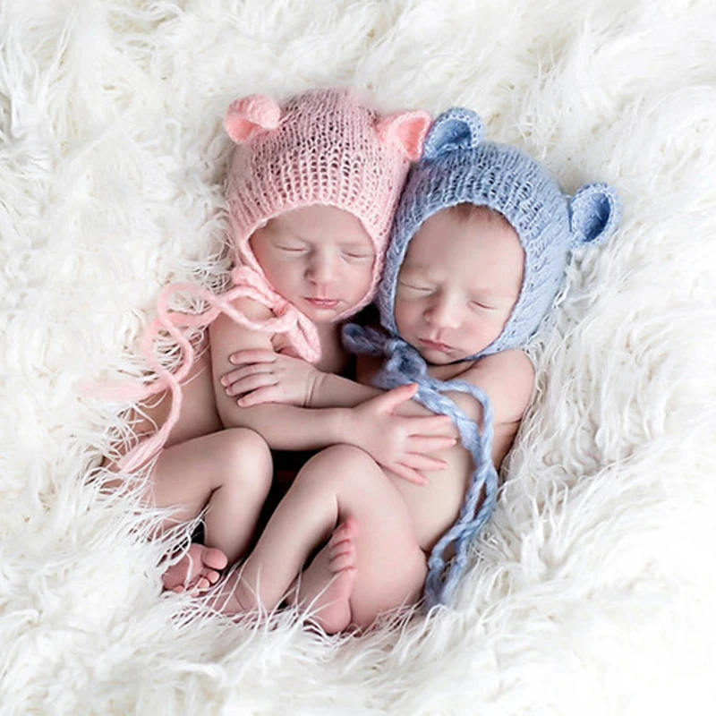 Infant Newborn Soft Mohair Animal Bear Ear Beanie Cap Cute Hat Photography Prop
