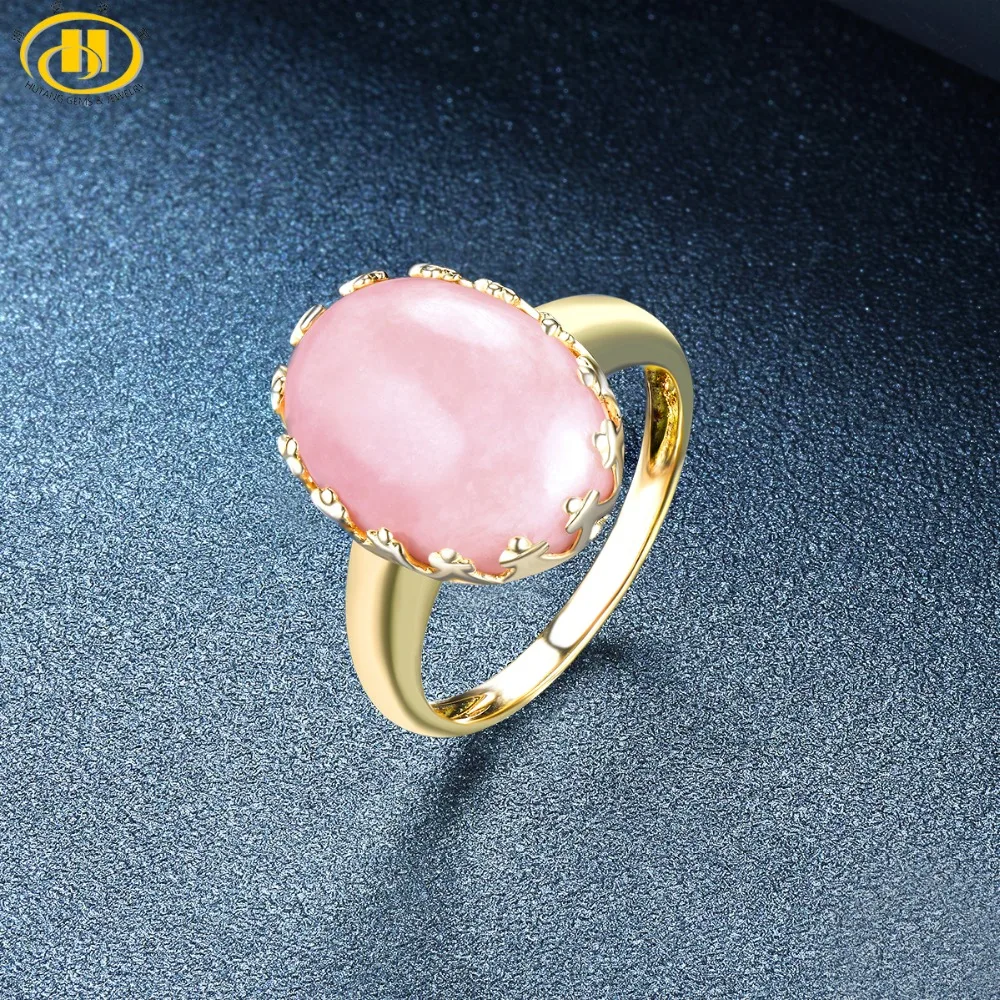 

Hutang 9.6ct Opal Engagement Wedding Ring Yellow Gold Solid 925 Sterling Silver Natural Gemstone Fine Fashion Stone Jewelry New