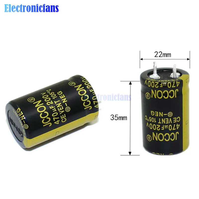Diymore алюминиевый электролитический конденсатор 200 в 470 мкФ 22X35mm 200V470uF 22х35 мм