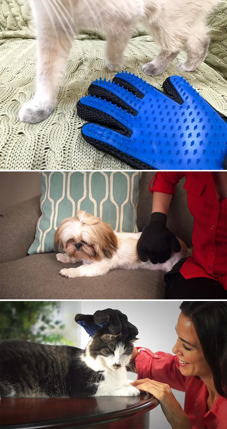 New Pet Clean Combing Cats Dogs Gentle True Touch Deshedding Bath Brush Glove Pet Efficient Massage Grooming Big Easy Hair away (8)
