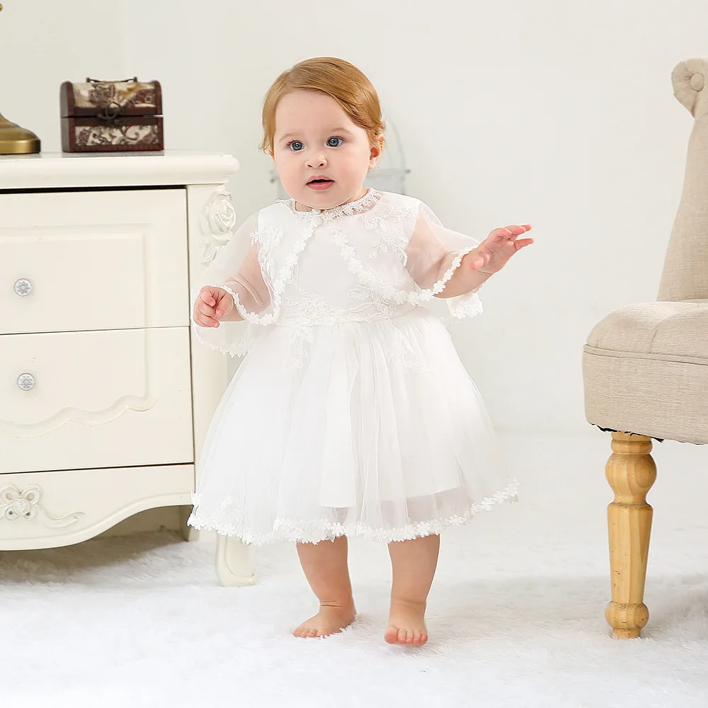 BBWOWLIN Белый 3 шт. принцессы для девочек, предназначенное для ребенка ясельного возраста платье для крещения для маленьких девочек в возрасте 1 года одежда для дня рождения, крещения, бальное платье 9034