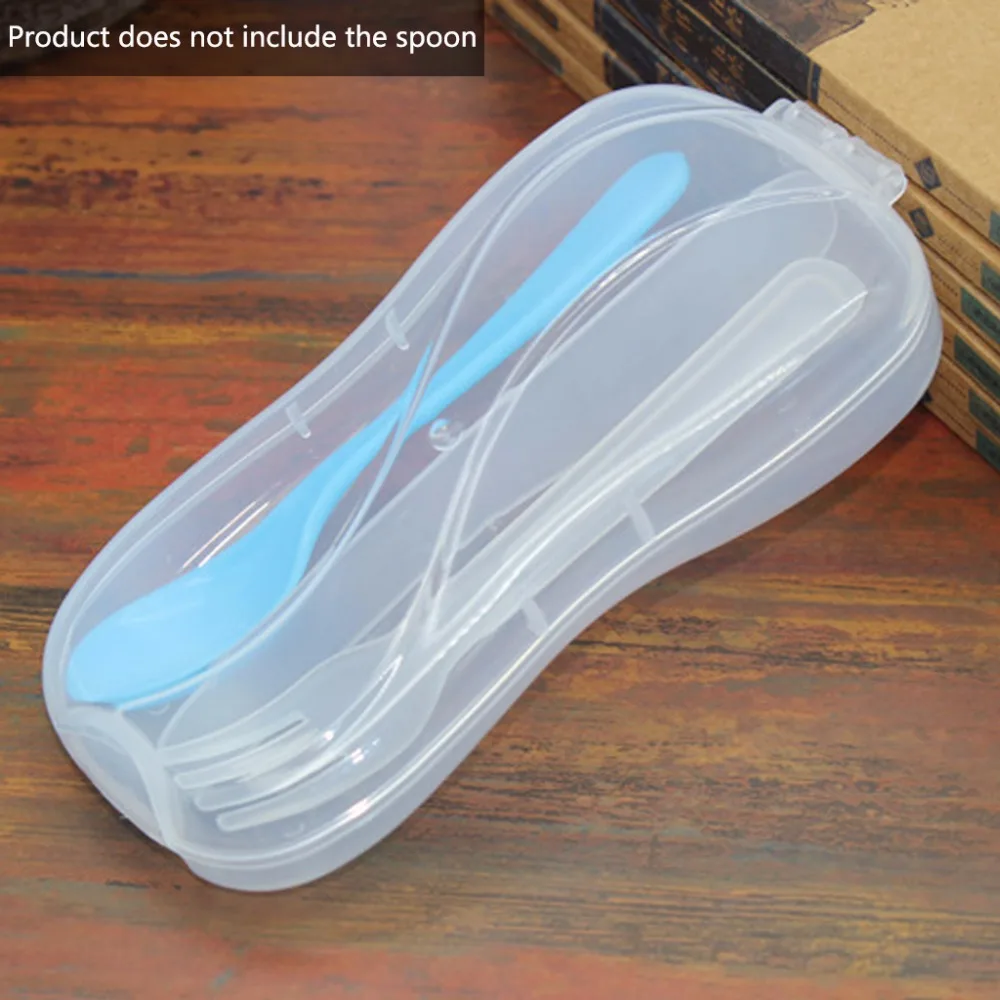 

Portable Plastic Spoon Fork Travel Transparent Tableware Box Storage Organizer Case