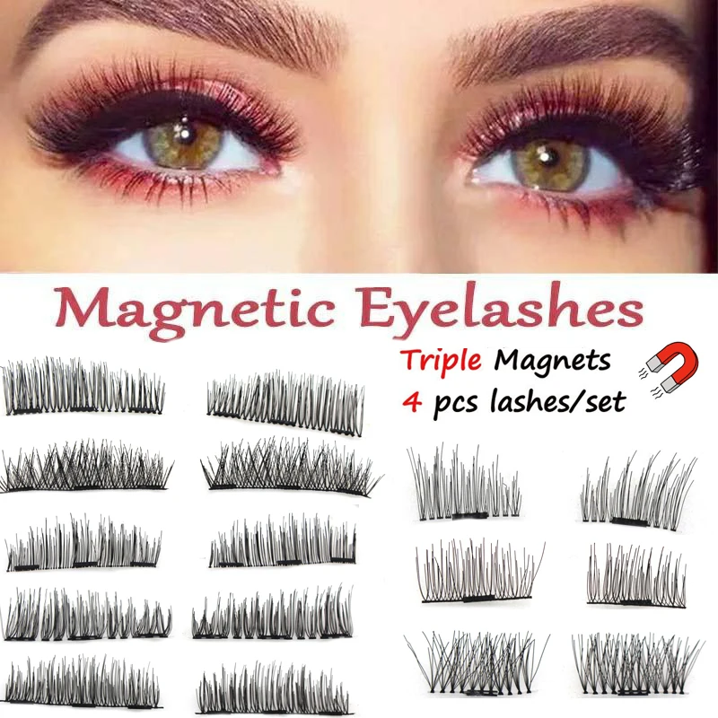 

3D Mink False Eyelashes 4PCS/Pairs Magnetic Eyelashes Extension Accessories Soft Hair Magnet Fake Eyelashes Cilios