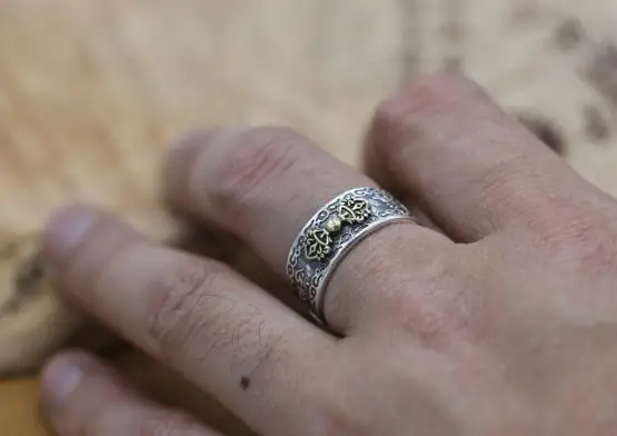 990 серебряное тибетское кольцо OM meni Padme Hum винтажное чистое серебряное тибетское кольцо Dorje кольцо Vajra символ удачи ювелирные изделия