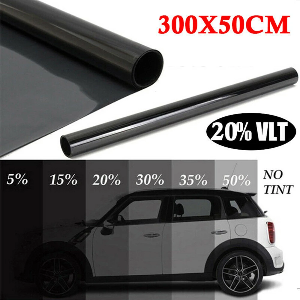 300*50 cm VLT Black Film Roll Tint Window Car Tint Auto Glass Window Summer House Sunscreen UV Adhesive Film Stickers