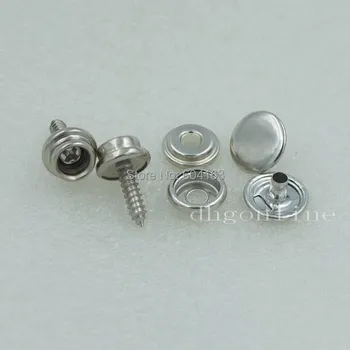 

50 Sets 5/8'' 15mm Screw Stud Stainless Cap Sockets Snap Dot Fasteners Canopies