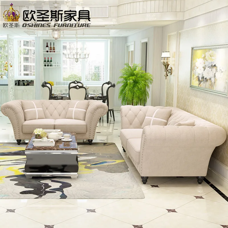 china 2017 latest design 7 seater 3 2 1 1 sofa livingroom Furniture post modern new classical Soft genuine fabric sofa set W38FA