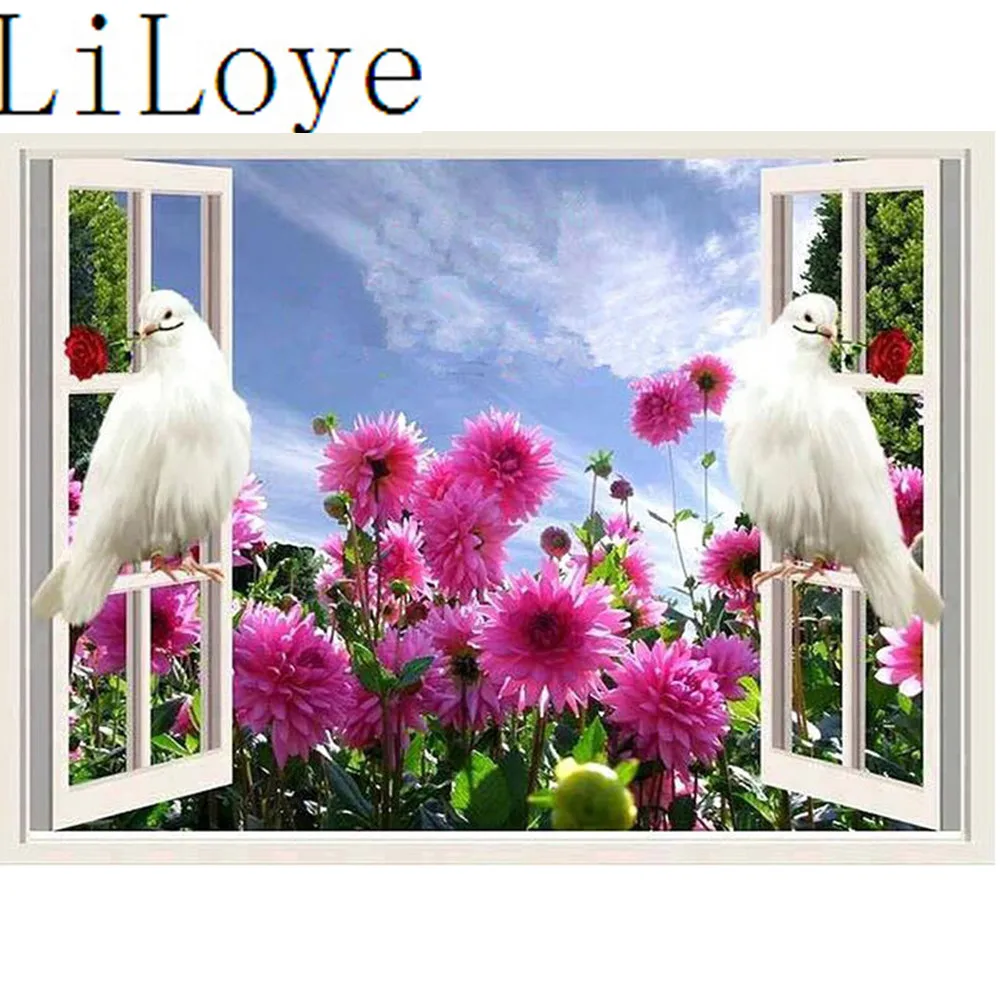 

5D Diamond Painting Cross Stitch Flowers white pigeons Diamond Embroidery icon Diamond Mosaic Rhinestones Decor Paintings RT33
