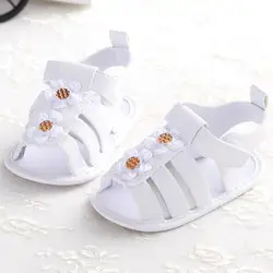 Малышей чистый белый мягкая подошва новорожденных шпаргалки цветок новорожденных обувь для маленьких мальчиков и девочек летние ажурные