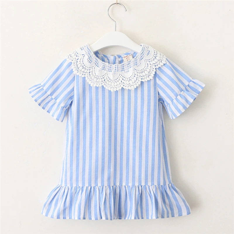 New Long Dress Girl Summer Toddler Kids Baby Girls Outfits Clothes Lace Stripe Party Pageant Princess Dress Newborn Baby V9# (5)