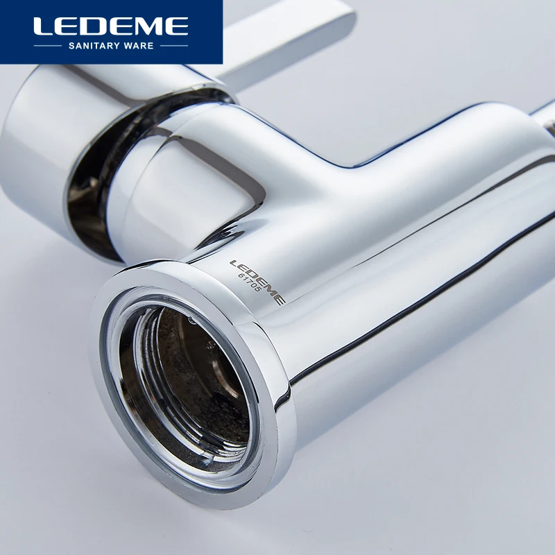 Billig LEDEME Messing Küche Armaturen Heiße Und Kalte und Wasser Armaturen Chrom Waschbecken Platz Wasserhahn Mischer Küche Wasserhahn L4898