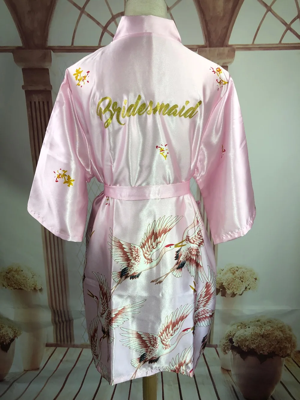 R18 сексуальное атласное кимоно с цветочной отделкой, свадебные халаты с золотым блеском, пижама для невесты, ночная рубашка, платье, вечерние пижамы для женщин