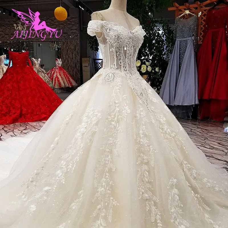 AIJINGYU свадебное платье укороченный топ реальное изображение магазин плюс Размеры Свадебные пикантные вечерние ткань роскошное платье
