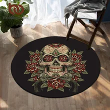 Постельные принадлежности с цветочным рисунком, коврики с черепами для спальни, круглый ковер с сахарным черепом, черно-белый напольный коврик с цветами, готический Коврик для йоги, 150 см