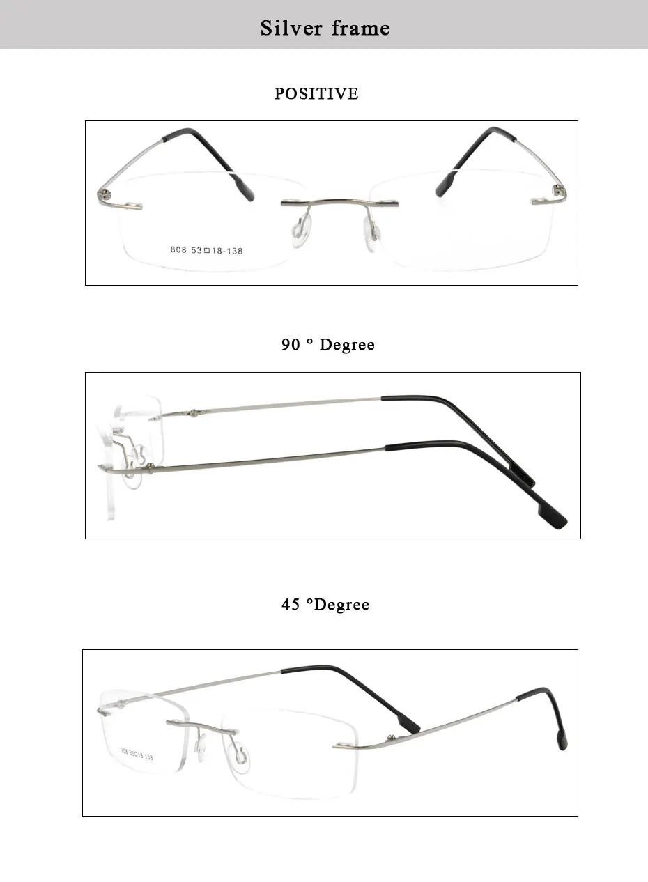 Магия Jing без оправы памяти металлические шарнирные оптические оправы очки 50 шт./лот 808
