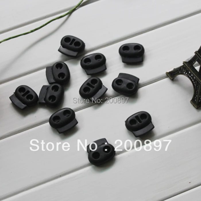 Пластиковый замок, черный фиксатор шнура нейлон 2 отверстия 5 мм 100 шт./лот аксессуары для одежды