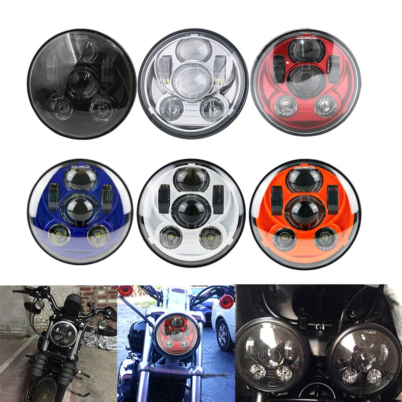 FADU1 IES New Motos Accessories 5.75 headlight motorcycle 5 34 led headlight For Harley Motorcycle Black Projector Daymaker (22)