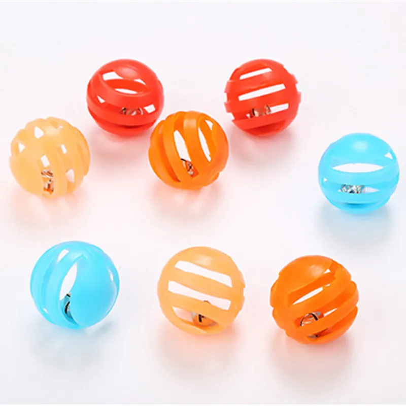 Cat Interactive Toy Ball with Bell Ring Playing Chew Rattle Scratch Toys Plastic Artificial Colorful Cat Teaser Toy Pet Supplies