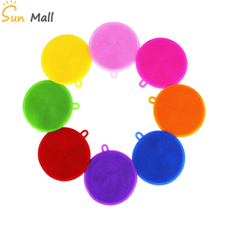 

1PC Magic Cleaning Brushes Soft Silicone Dish Bowl Pot Pan Cleaning Sponges Scouring Pads Cooking Cleaning Color Random