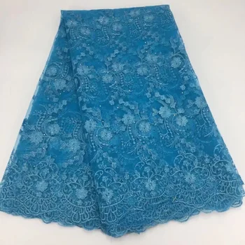 

2018 High Quality cord African Net Swiss Lace,3D Flowers French Voile Guipure tulle mesh Lace Fabric For women dress 5yard/lot