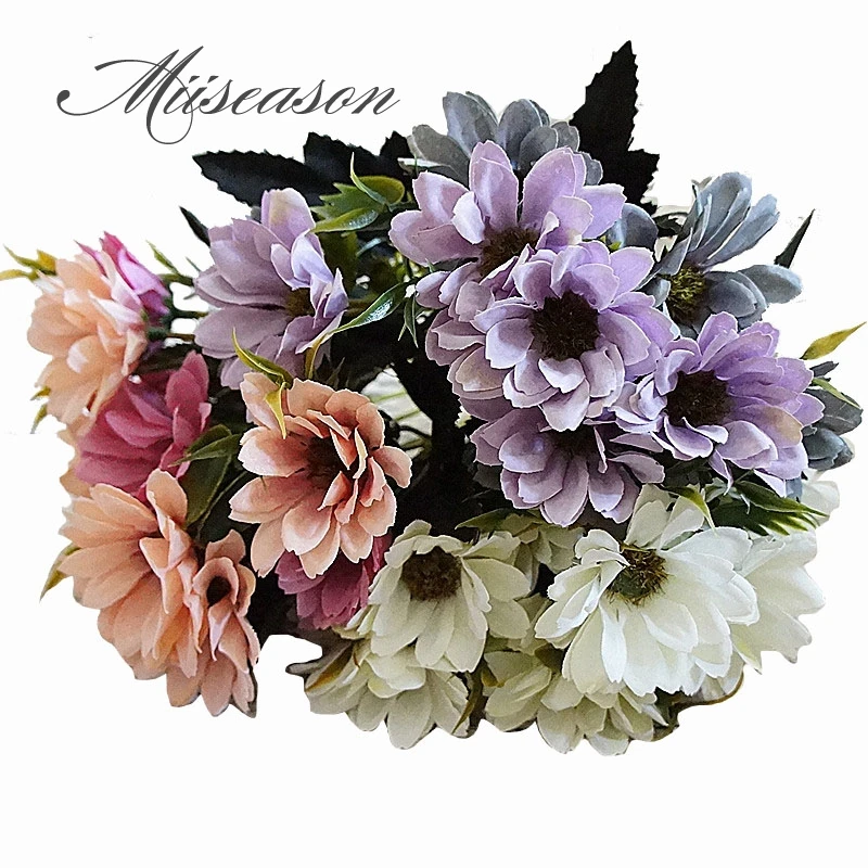 

10heads/1bundle Silk daisy Bride bouquet for Christmas home wedding new Year decoration fake plants sunflower artificial flowers