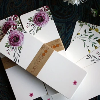

40pcs/lot DIY Creative Retro Flower Bookmark Book Mark Message Cards Bookmarks