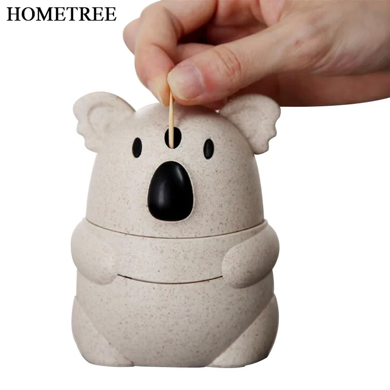 

HOMETREE New High Quality Cartoon Wheat Straw Automatic Toothpick Holder Box Dispenser Bucket Home Bar Table Accessories H841