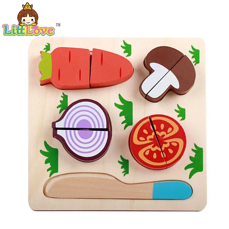 LittLove милые детские кухонные игрушки, новая деревянная кухонная еда, фруктовая овощная резка, Детские ролевые игры, развивающие игрушки