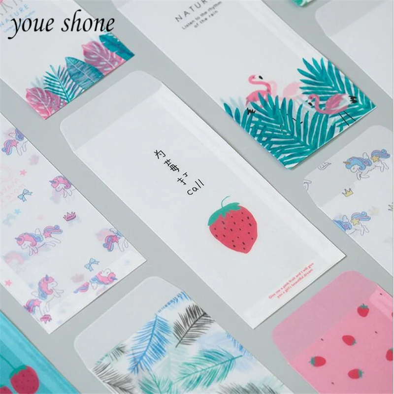 

4PCS/LOTS Beautiful Creative Sulfuric Acid Paper Envelope Three Styles Strawberry Palm Leaf Cute Shape Good Quality YOUE SHONE