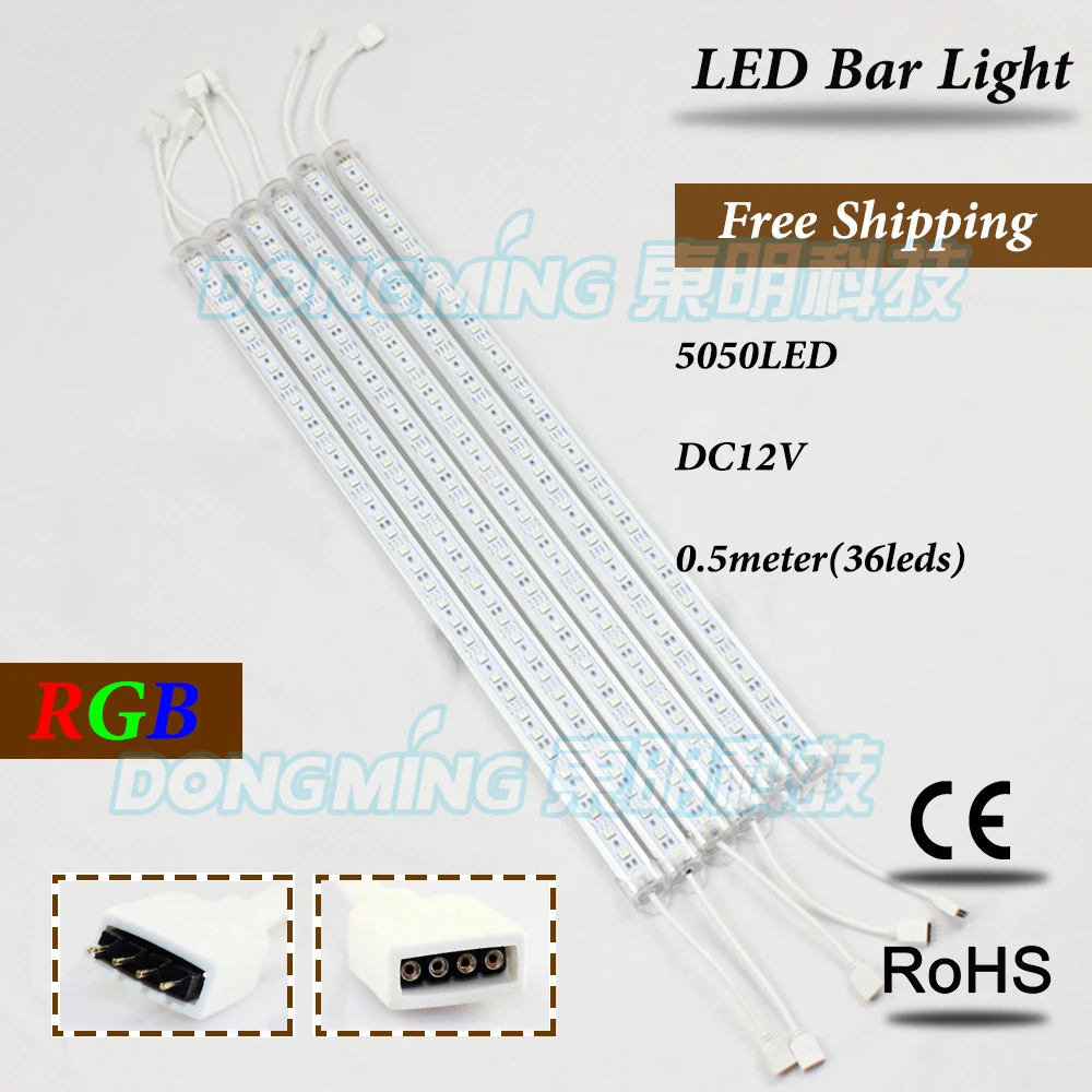 10pcs/lot 36Leds 50cm LED bar light 5050SMD With Aluminum U profile + Cover  LED Hard luces Strip kitchen led under cabinet light