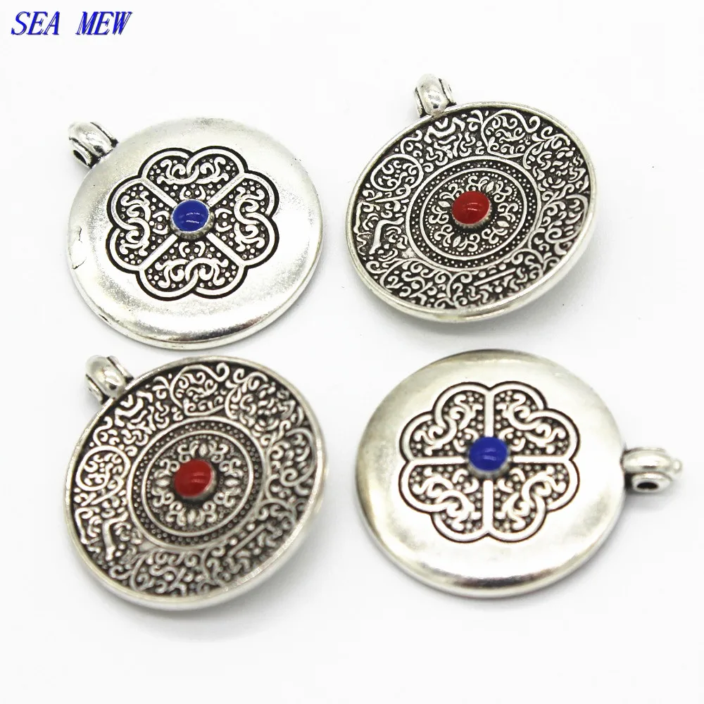 

2 PCS 23mm 48mm 8 Tri-grams And 9 Halls Diagram ,Tibetan Silver Gold Alloy Drop Glaze Buddha Beads Pendant DIY Jewelry
