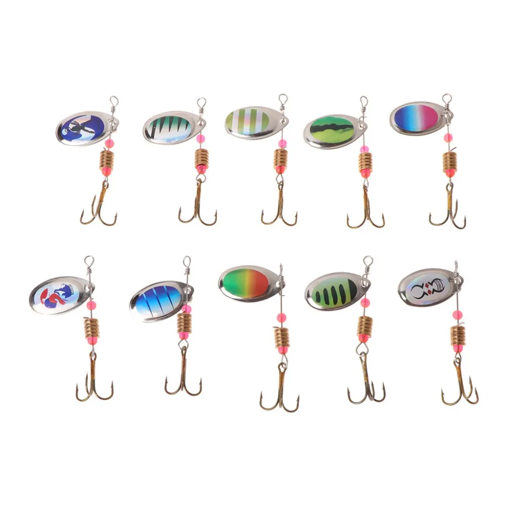 

10pcs/Box Fishing Bait Spinner Lure Metal Spoon Rotation Hard Sequins Accessory