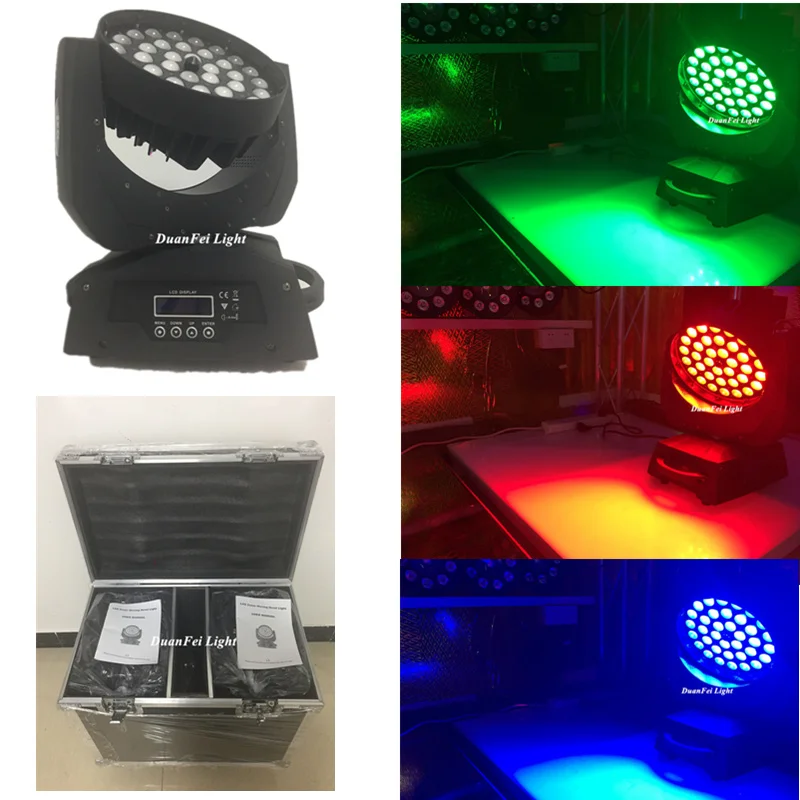 (12Lights+Flightcase) Dj Equipment Lyre 36x18w 6in1 Rgbwauv Zoom Wash Led Moving Head Disco Light | Лампы и освещение