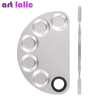 

1 Set Stainless Steel Palette + Stir Rod Bar Chart Table Mat Pad Washable Salon Manicure Nail Art Equipment Makeup Tools