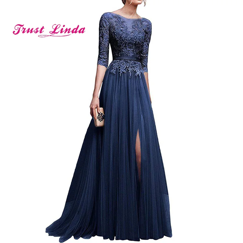 

Mother of The Bride Dresses for Weddings Illusion Sheer Half Sleeves Mother of Bride Dress Long Vestidos De Noivas 2018