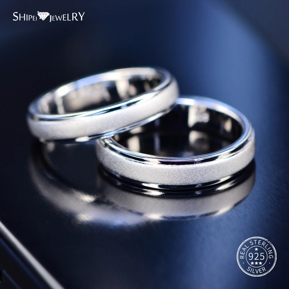 

Shipei 100% 925 Sterling Silver Ring Fine Jewelry Scrub Wedding Band Engagement Promise Ring for Women Anniversary Gift