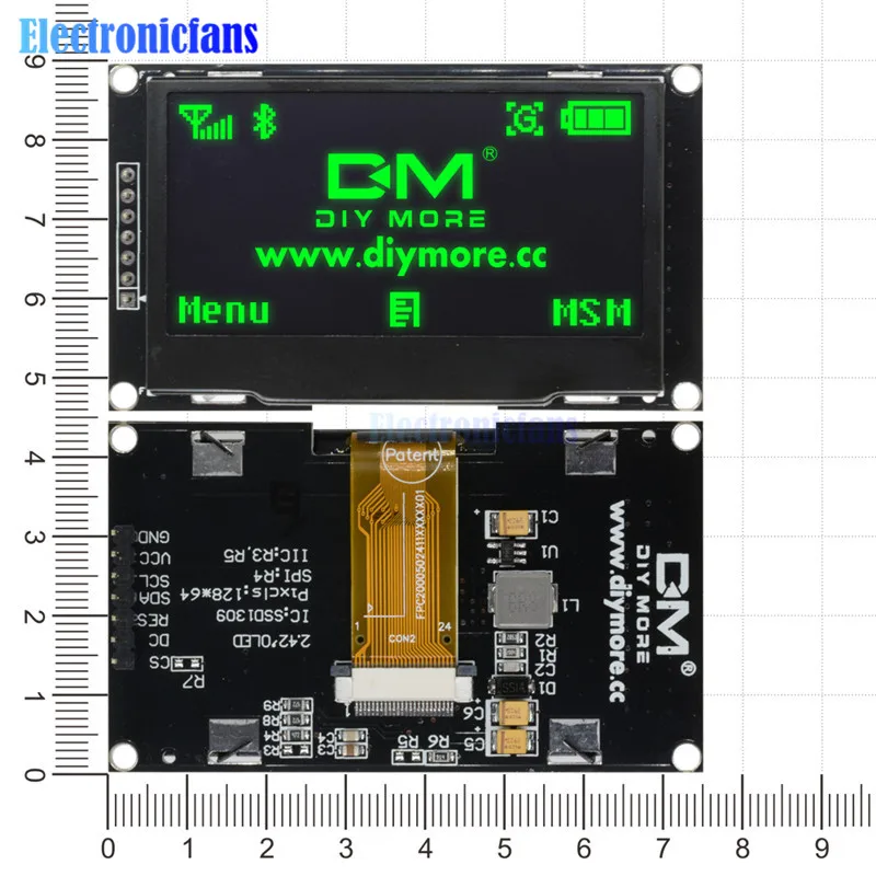 Diymore зеленый 2,4" 2,42 дюймов ЖК-экран 128x64 OLED дисплей модуль IIC IEC SPI серийный 12864 OLED дисплей для C51 STM32 SPD0301