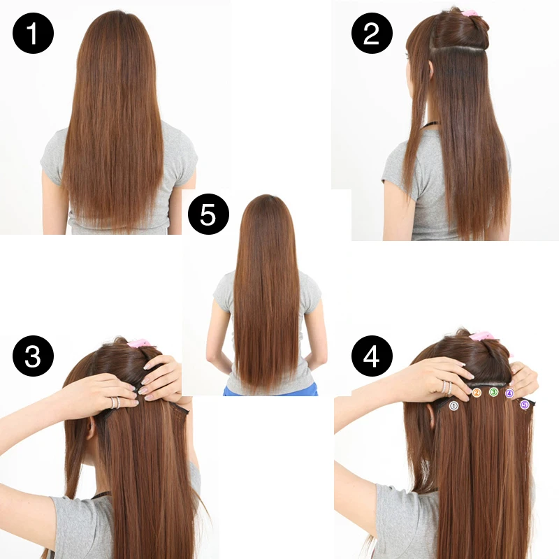 Clip In Hair Extension Ombre Bayalage Long Straight Flase Hair Pieces For Women 24\