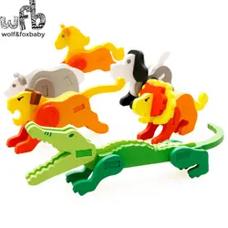 Розничная продажа 18*15 см 17 моделей Craft Модель планшета Монтессори Деревянные игрушки животных Паззлы детские развивающие стерео DIY 3D